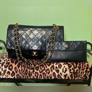 Vintage Chanel Flap Shoulder Bag with Matching Wallet Set